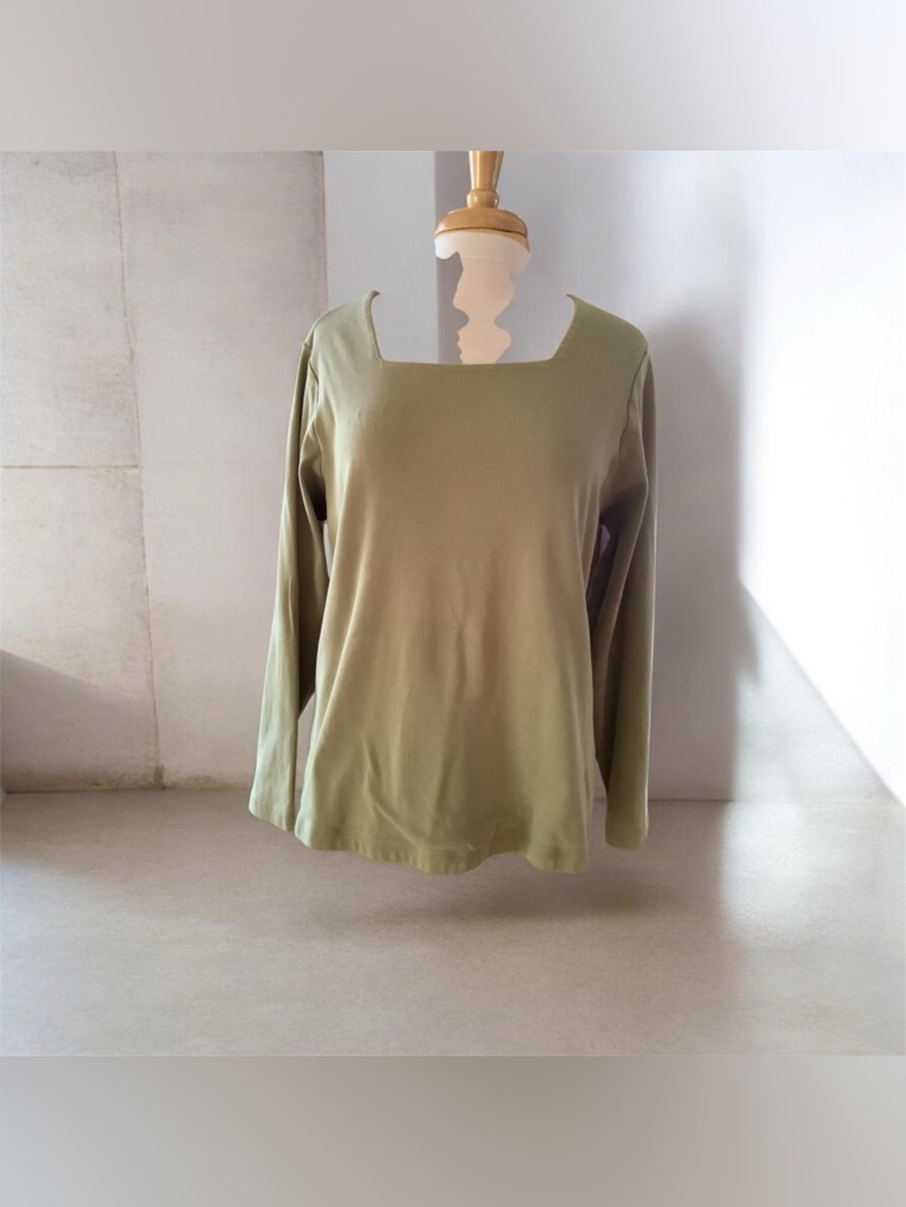 The Territory Ahead Olive Square-Neck Long Sleeve Top sz 2X